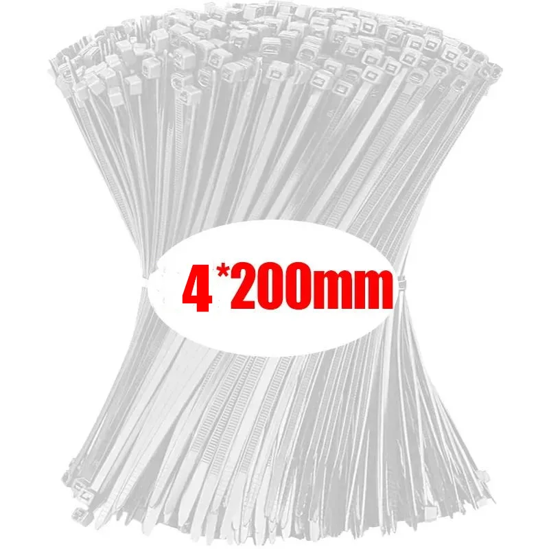 1000/100 Stück Nylon-Kabelbinder, selbstverriegelnde Kabelbinder, verstellbare Kabelbefestigungen, Kunststoffklemmen, hitzebeständige Drahtbinder