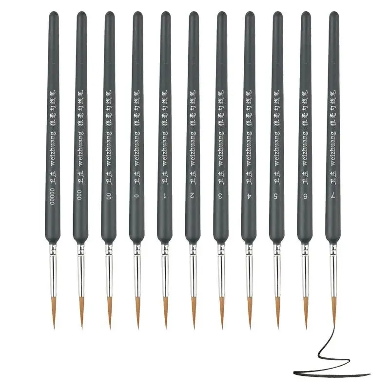 Fine Detail Paint Brushes 11pcs Detail Fine Tip Paint Brushes Set Tiny Professional Paint Brushes Suitable For Acrylic Oil