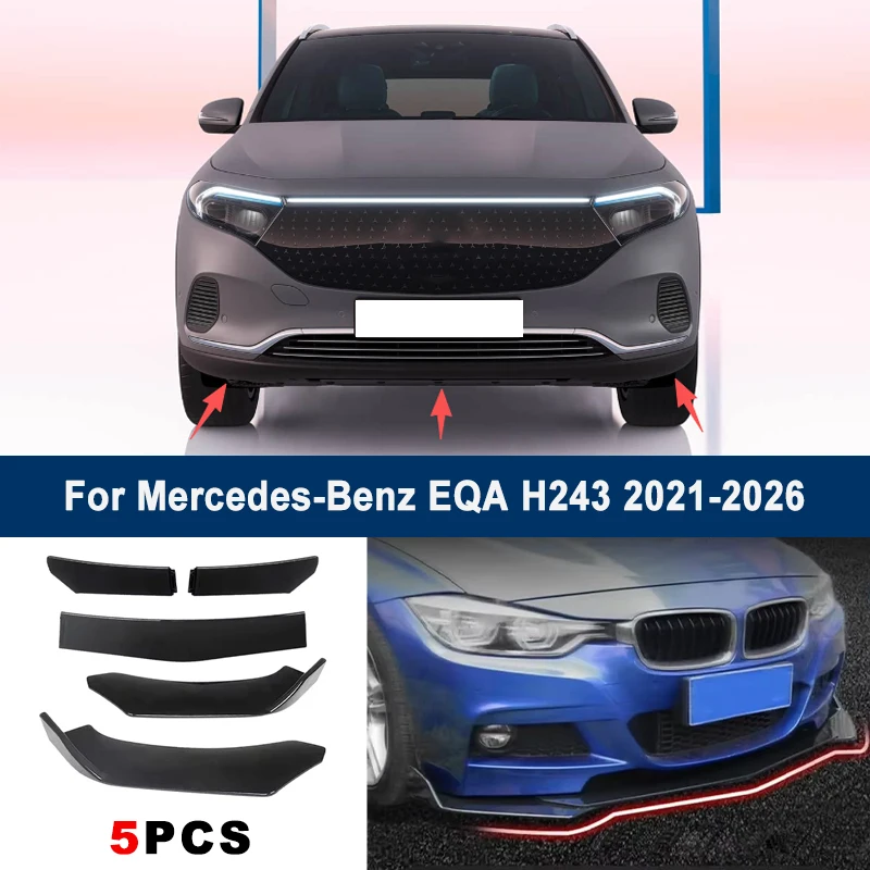 

Adjustable 5Pcs Sectional Front Spoiler Lip For Mercedes-Benz EQA H243 2021-2026 Front Bumper Splitter Sport Body Kit