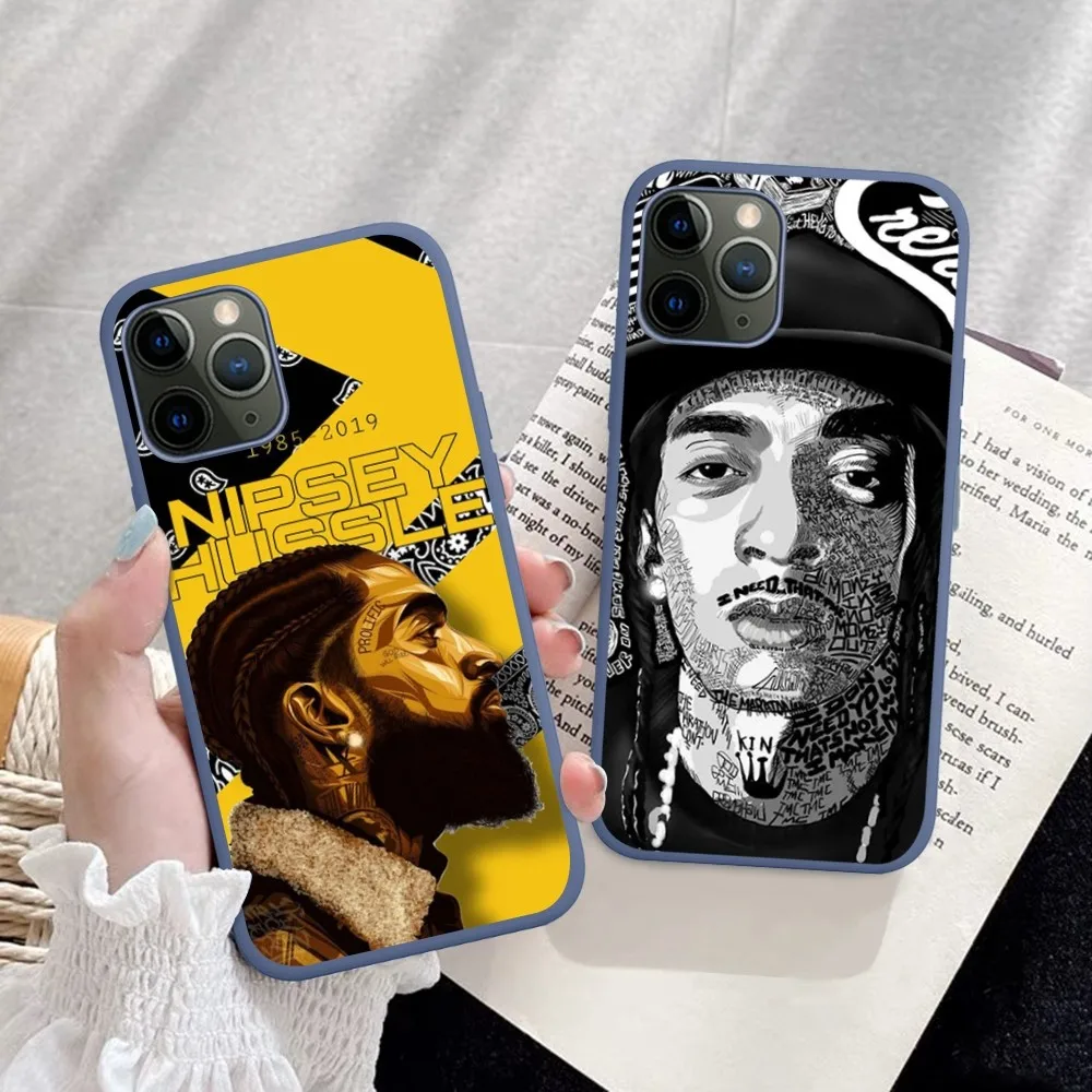 N-Nipseys Rapper H-Hussles Phone Case For IPhone 14 11 12 13 Mini Pro Xs Max 8 7 6 6S Plus X XR Solid Candy Color Case