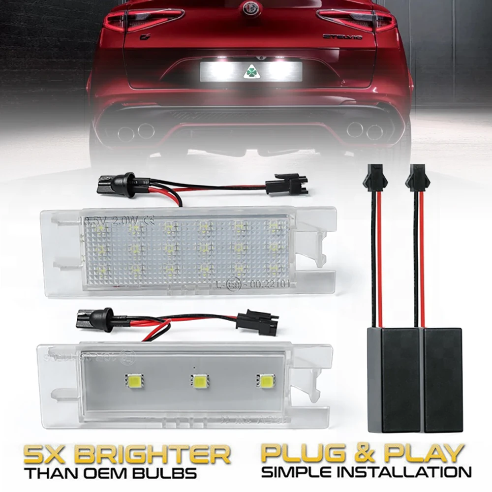 2Pcs LED License Number Plate Lights For Alfa Romeo Giulietta 159 147 Mito 156 Spider GT Brera 166 CANbus Lamps