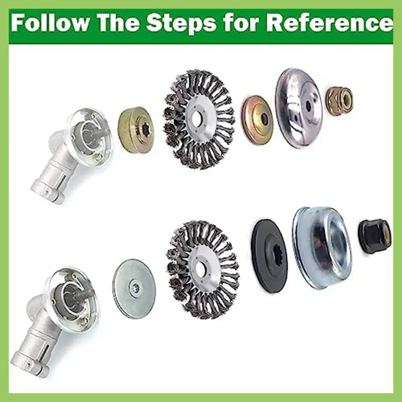 

6 Inch Rotary Weed Brush, Cutter Trimmer Head Set -With Universal Adapter Set For Replacement Lawn Mower Tray
