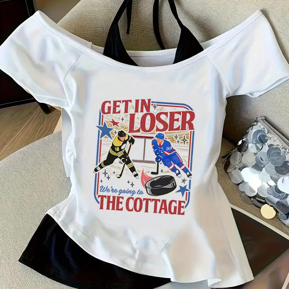 Heated Rivalry cropped top girl manga dollette grunge alternative  t-shirt alternative  japanese gothic summer clearance sales