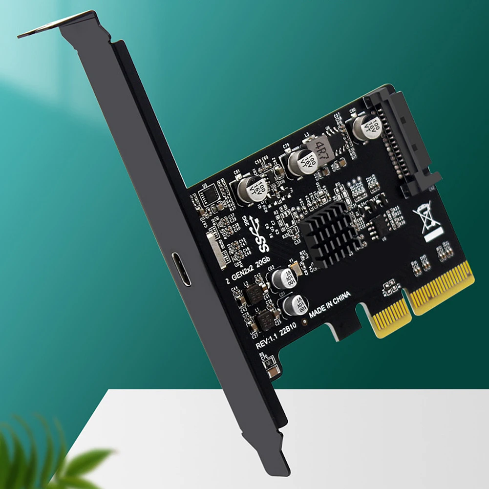 PCI-e To USB 3.2 Gen2×2 Adapter Card 20Gbps PCI Express Expansion Card To USB3.2 Gen2 for Desktop