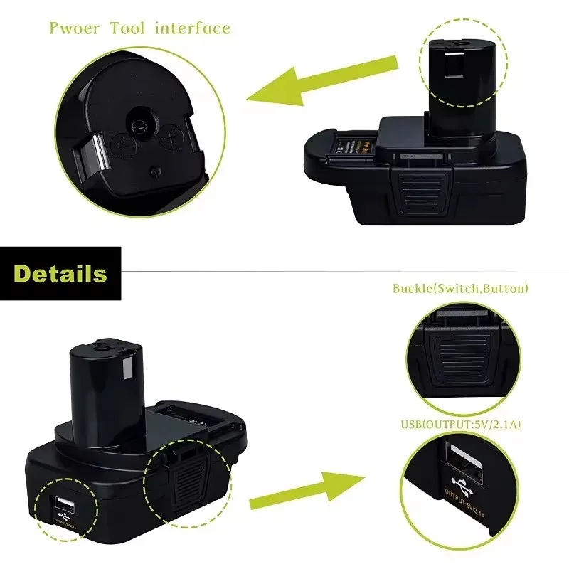 DM18RL Battery Adapter for Ryobi 18V Battery, for DeWalt 20V&Milwaukee18V Battery Convert for Ryobi 18V Lithium-ion Battery