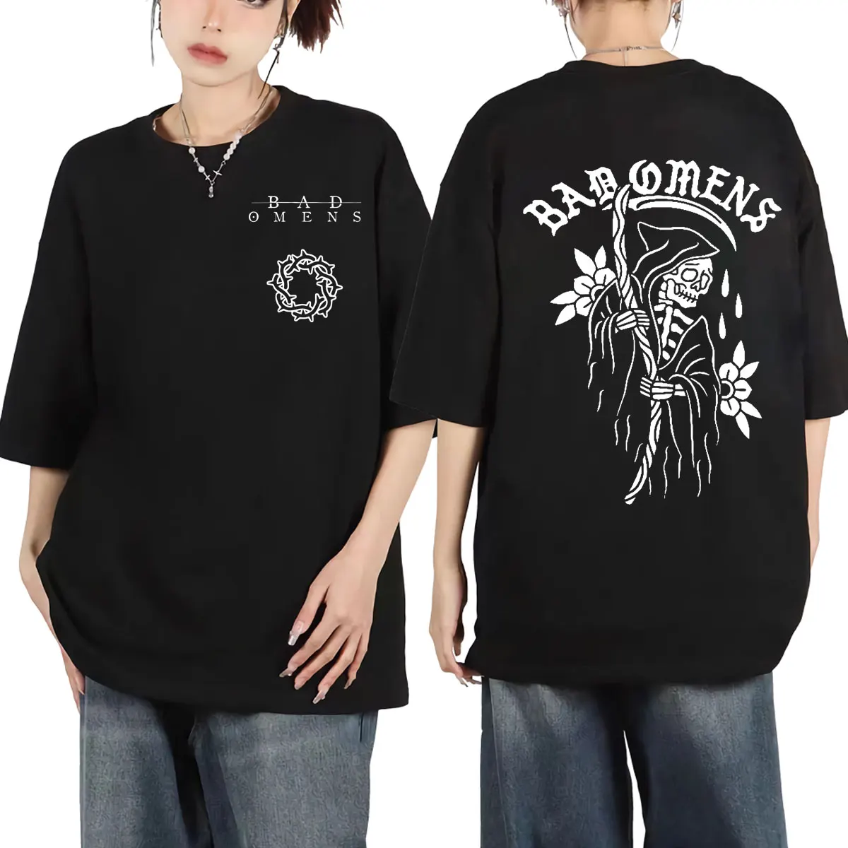 

Bad Omen Band Tour 2023 Graphic T Shirts Men Women Rock Hip Hop Vintage T-shirt Summer Fashion Casual Cotton T-shirts Streetwear