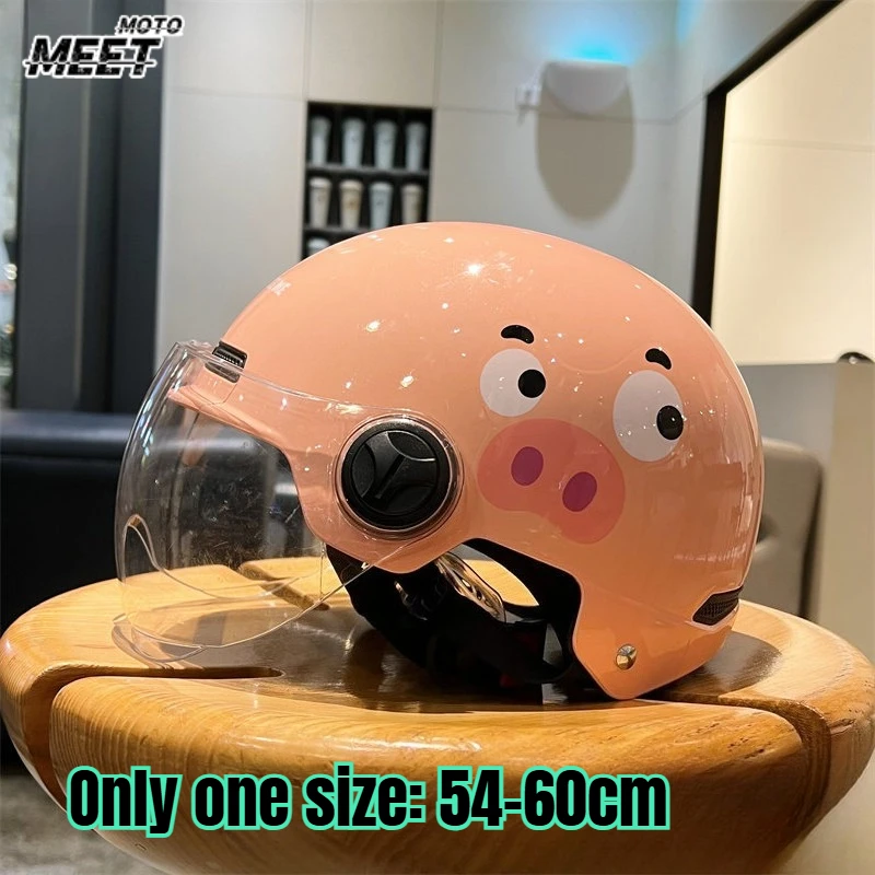 Electric Vehicle Safety Helmet Four Seasons Universal Half Helmet Cute Cartoon Motorcycle Safety Cycling Tourism Helmet