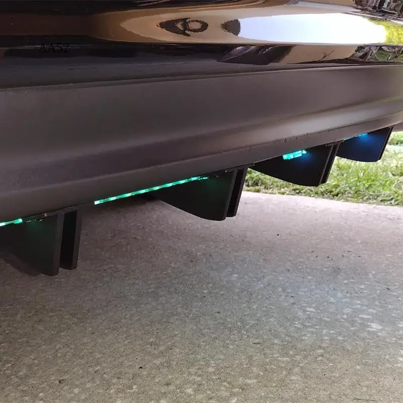 

AS-Universal Rear Bumper Lip Diffuser Shark Fins Chin Bumper Protector Shark Fins -Black 4PCS