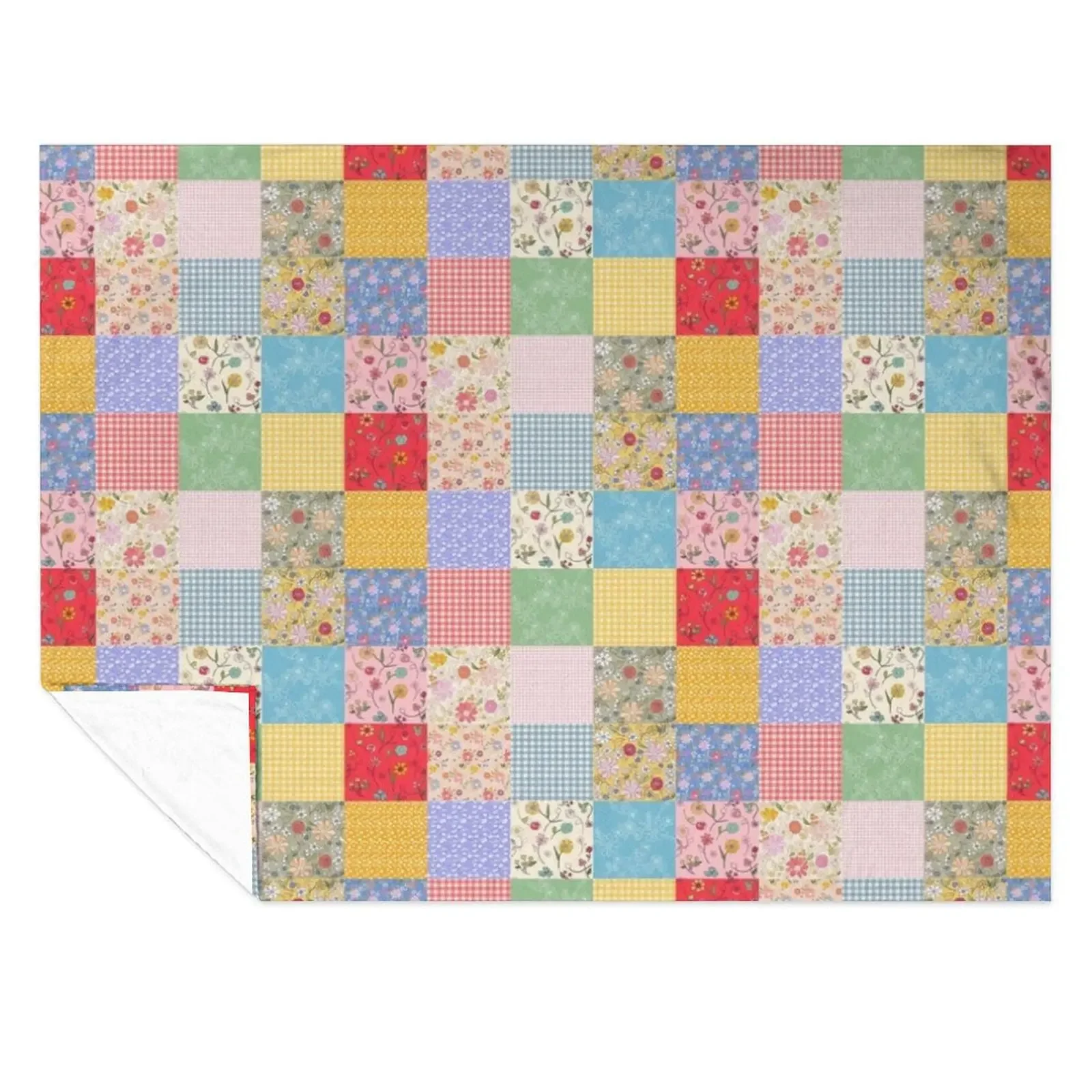 

Happy Cottage Patchwork Throw Blanket For Baby Soft Beds Nap Decoratives Blankets