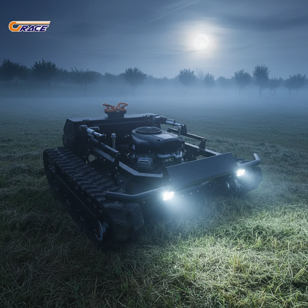 

RC Tracked Grass Mower Heavy Duty For Farm Orchard Slope Muddy Ground Lawn Care