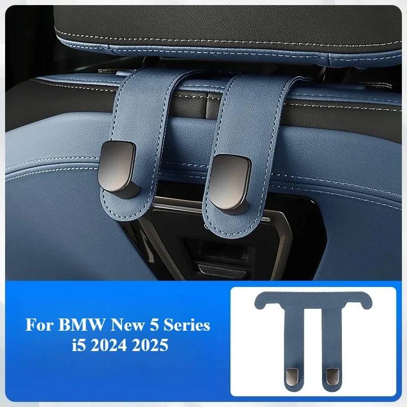 New High Quality For BMW New 5 Series I5 2024 2025 Car Leather Seat Back Hooks Multifunctional Rear Row Storage Organizer Headre