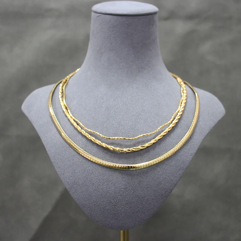 

Solid Gold-plated Copper Snake Bone Chain Necklace - Versatile and Perfect for Layering with Pendants