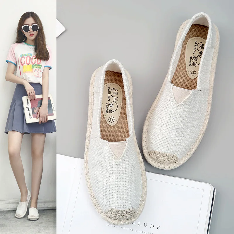 Comemore Cloth Shoes Soft Ladies Soft Casual Ballet Flats Loafers Women\'s Summer Footwear 2023 Women Slip on Spring Linen Flat