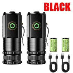 2000LM torcia ricaricabile USB Super luminosa potente Mini EDC LED torcia da campeggio con indicatore di alimentazione