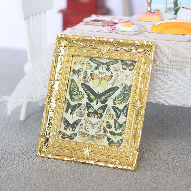 Mini Doll House Decor Accessories Frame Miniature Replica Butterfly Oil Painting Masterpiece Ob11 Toy Figurine