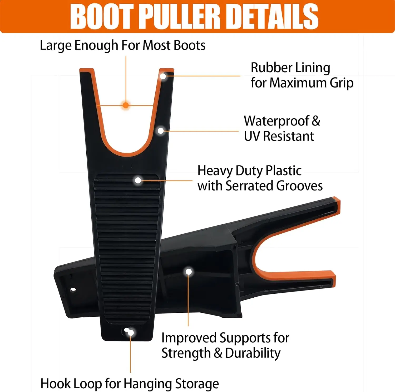 مقبس التمهيد مع مقابض مطاطية غير ملطخة مزيل التمهيد لأحذية رعاة البقر مجتذب التمهيد للخواض وأحذية العمل