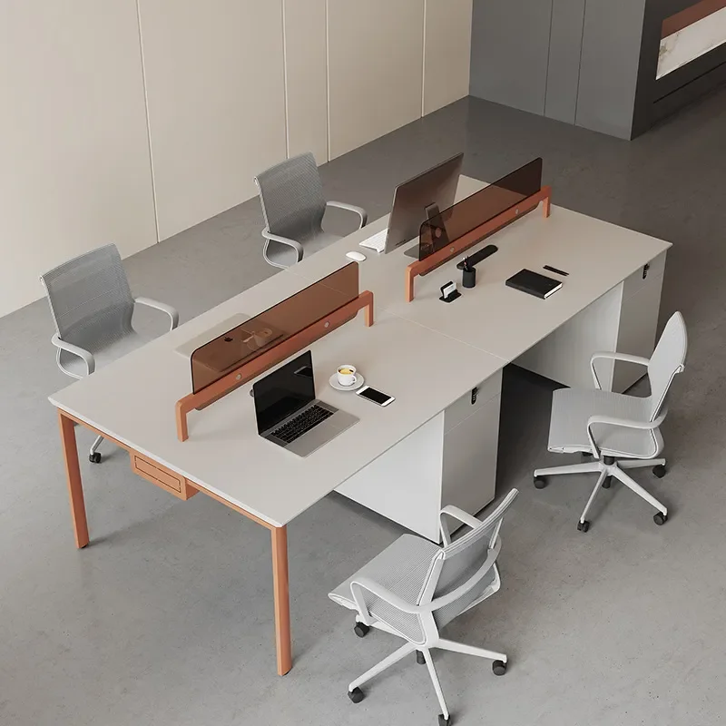 E0 Eco Friendly Office Desk and Chair Combo Workstation with Screen Partition Computer Desk Card Holder Cable Management Home