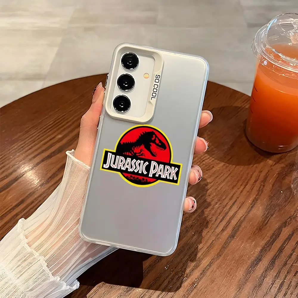 Jurassic Park Dinosaur Phone Case Matte Colored Silver for samsung Galaxy S10 S21 S22 Plus S23 S24 Ultra FE Luxury Cover