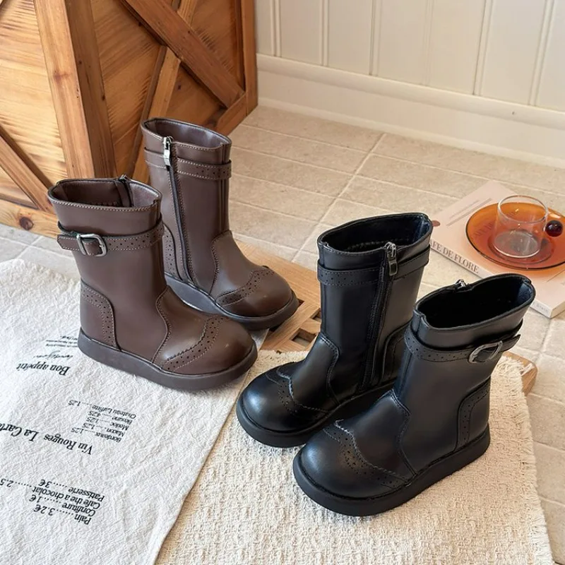 Girls long Boots Toddler Snow Gear Mid Calf Western Cowboy Boot 2026 Autumn Big Kid Riding Girls Botas Size 27-36 Kids Shoes