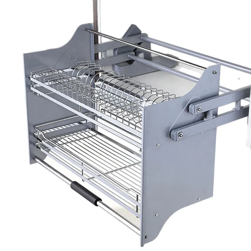 YJQ kitchen hanging cabinet lifting dishes pull basket cabinet up and down buffer drop-down kitchen cabinet basket