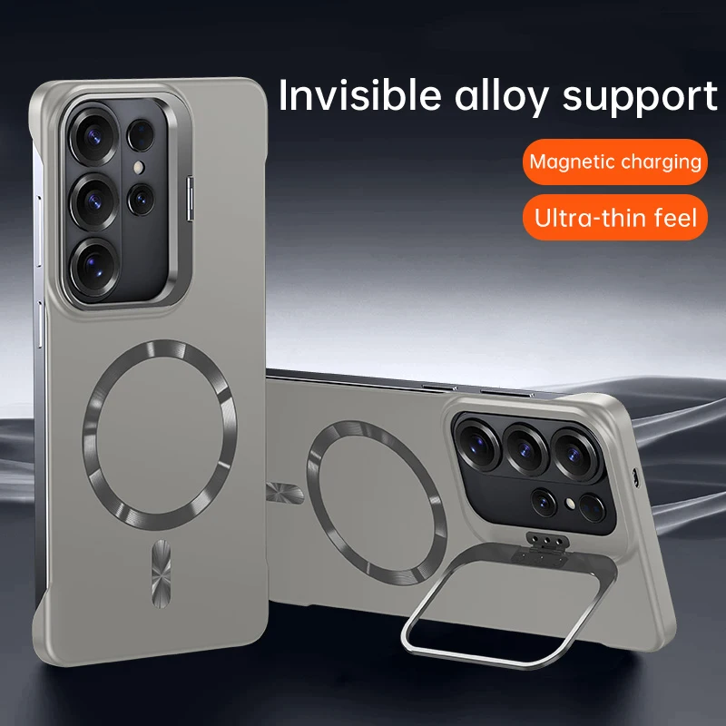 Ultradünner Metall-Objektivhalter Rahmenlos für Magsafe Magnetische Handyhülle für Samsung Galaxy S26 Ultra S25 Plus S24 FE Matte Abdeckung