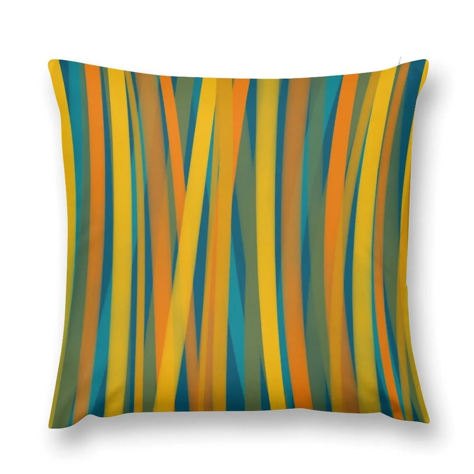 

Ribbon Stripe Pattern in Moroccan Blue, Mustard, Orange, Teal, and Green Throw Pillow luxury throw pillow covers pillow