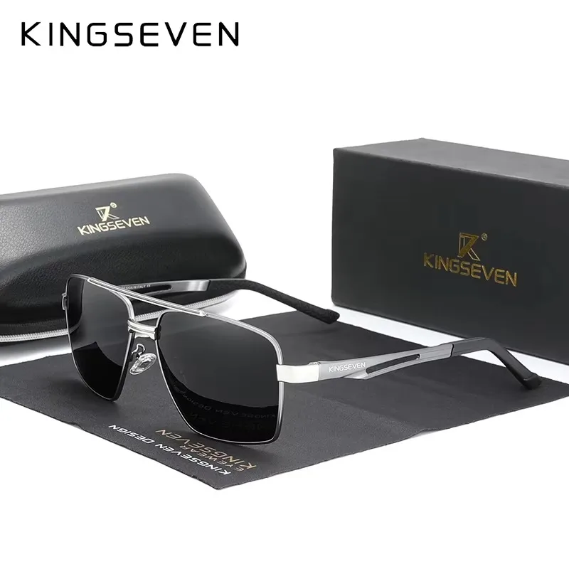 

KINGSEVEN Men's Aluminum Sunglasses Rectangle Polarized UV400 Sunscreen Glasses Causal Fashion Vacation Driving Eyewear