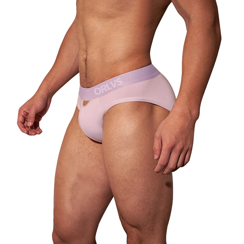 Slip Macaron à la mode pour hommes, conception de trous avant et arrière, fabriqué en glace modale confortable, sous-vêtement taille basse solide pour documents