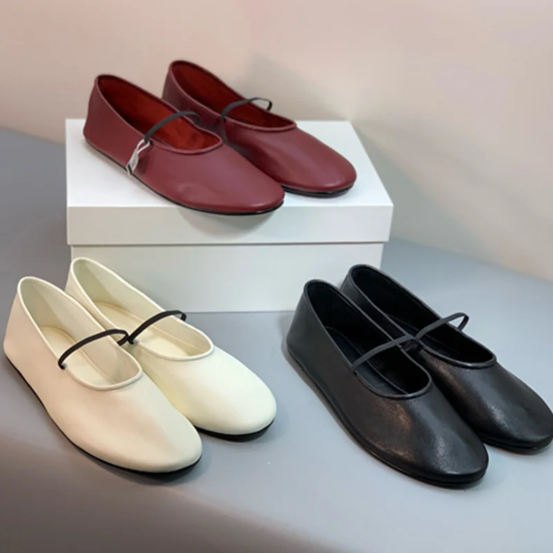 

Jenny&Dave Minimalist Retro Round Toe Elegant Soft Ballet Flat Shoes Woman Shoes,Shoes For Woman Genuine Leather Loafers Women