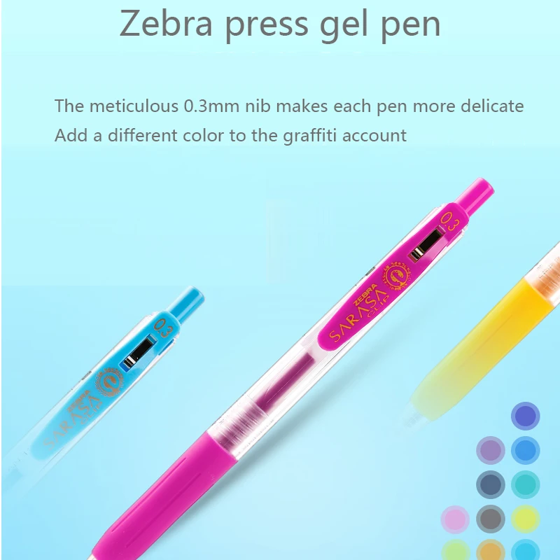 1 Pcs Zebra SARASA Gel Pen JJH15 Push Type Color Water Pens 0.3mm Student Pens for Writing Notes Hand Book Painting Supplies