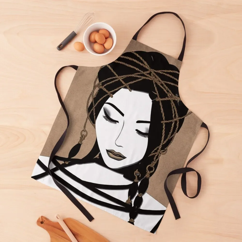 Japanese bondage art - bdsm drawing. Apron for women with pocket Women Kitchen'S Apron