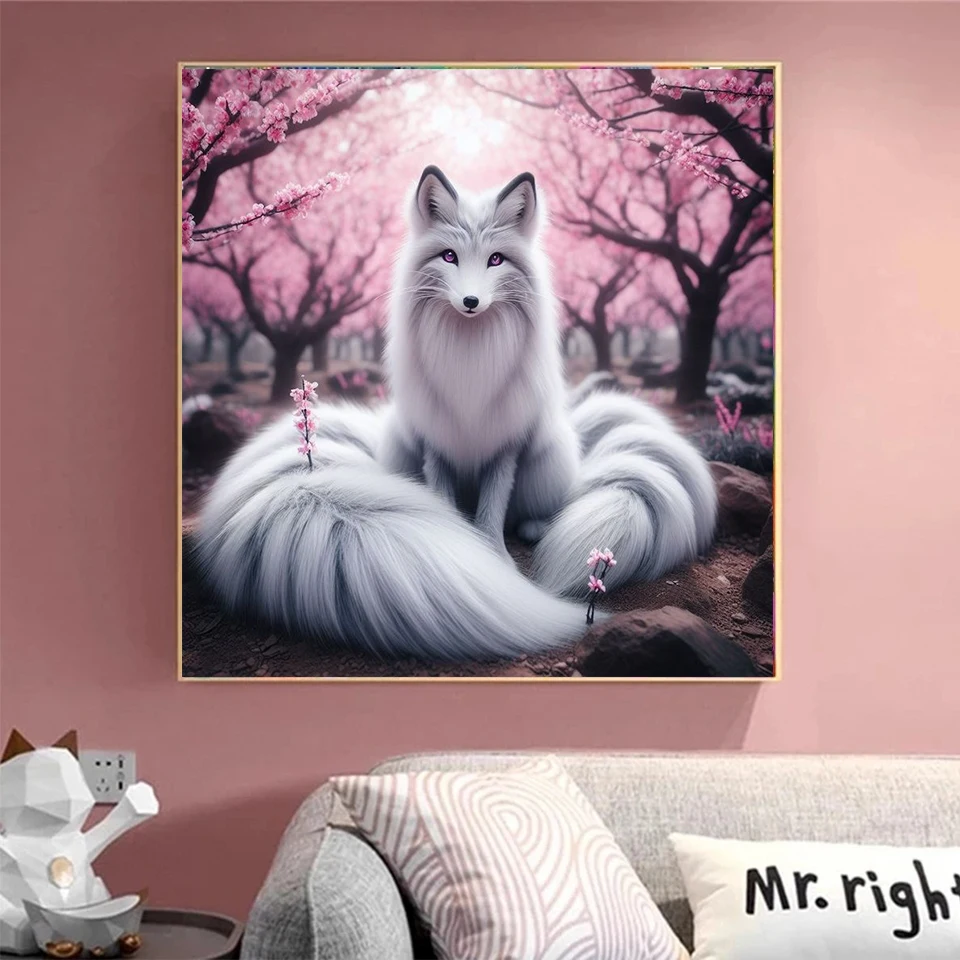 Animal Full Square Round Diamond Painting Kit Nine Tailed Fox Diamond Embroidery Handmade 5D DIY Mosaic Home Decoration