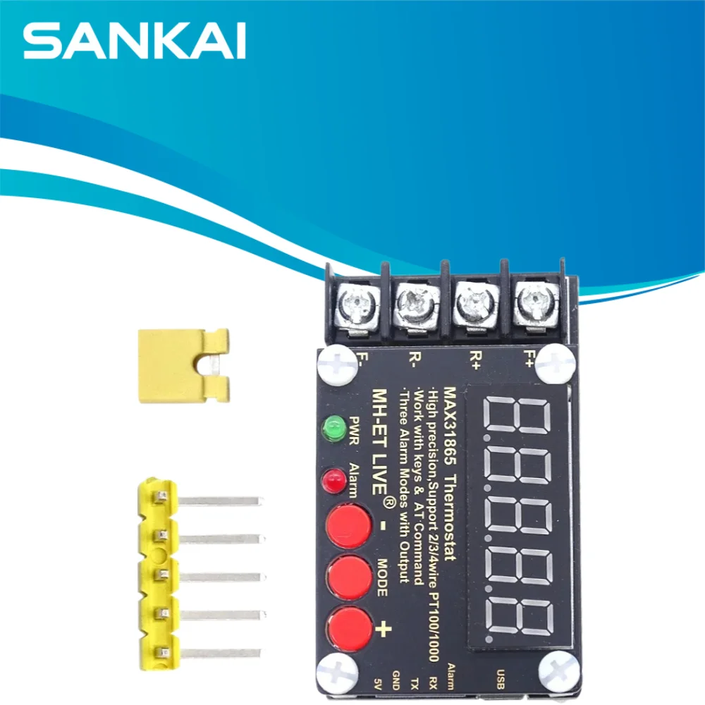 MAX31865 Isolated PT100 Temperature Collector, High Precision, Serial Port for PC Debug