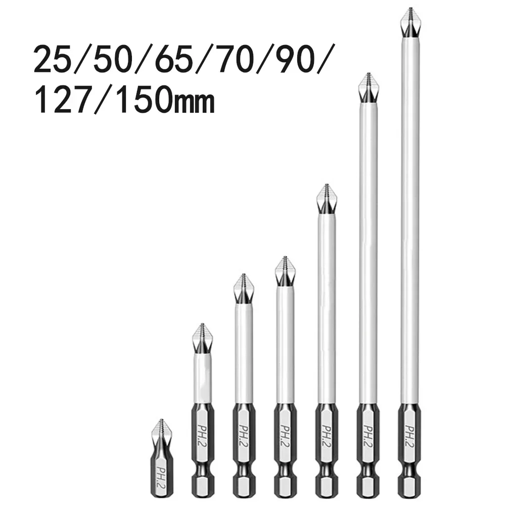 

1pc 25-150mm Magnetic Non-Slip Batch Head PH2 Cross Screwdriver Hex Shank Bits Wear Resistance Alloy Steel Tools