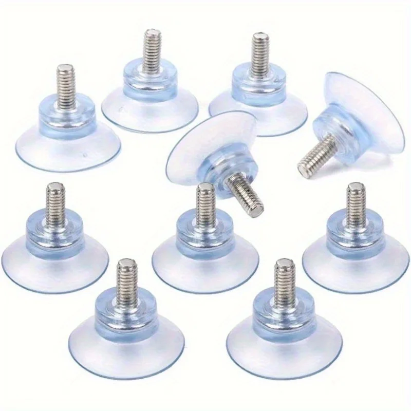 M6 Screw Rubber Suction Cups, 3.51cm Transparent with Metal Screws - Ideal for Glass Table Top Replacement & Holiday Decorations