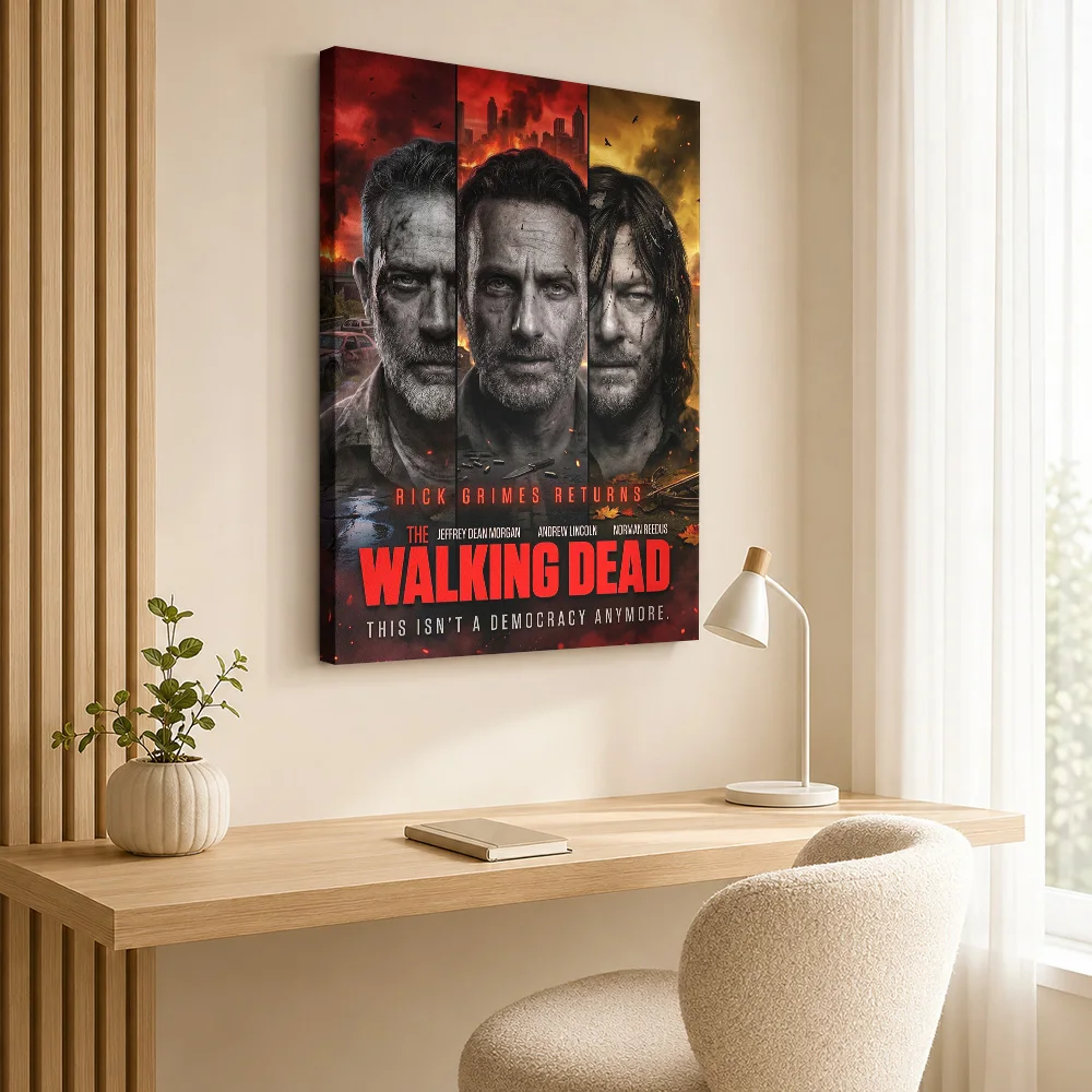 The Walking Dead Rick Grimes Returns Framed Canvas Poster Personalized Vintage Movie Wall Art for Man Cave Decor Ready to Hang
