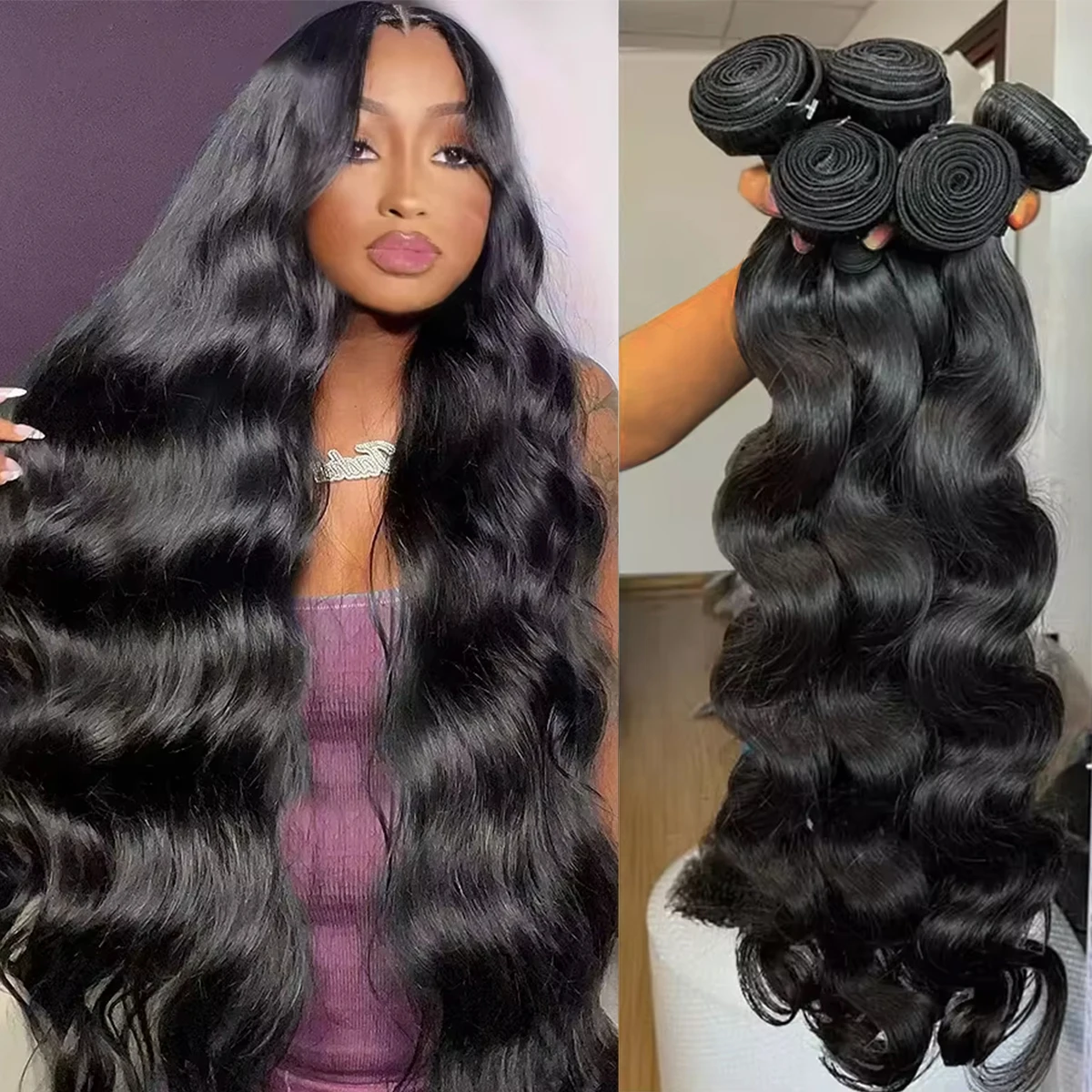 1/4/5 PCS Body Wave Bundles Hair Raw Human Hair Human Hair Bundles Natural Weave Bundles 16-30"Remy Hair Extensions Tissage