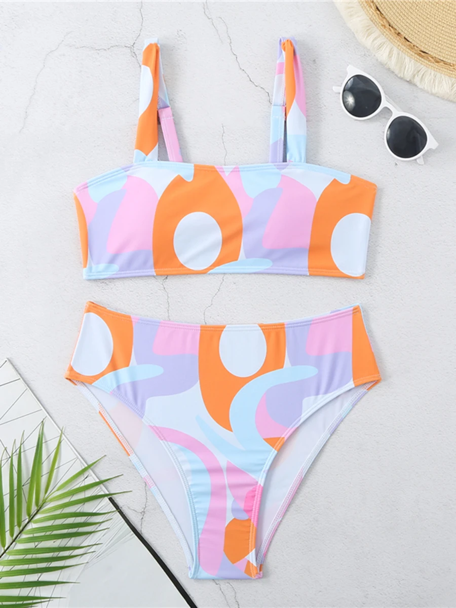 2025 drucken Hohe Taille Zwei Stück Bikini Badeanzug Frauen Sexy Bademode Weibliche Badende Baden Schwimmen Badeanzug Bademode