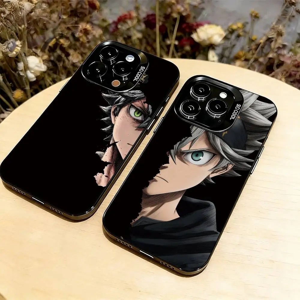 

Black Clover Asta Phone Case For iPhone 17,16,15,14,13,12,11 Plus,Pro Max,XS,Colored Silver Plated Inside Cover