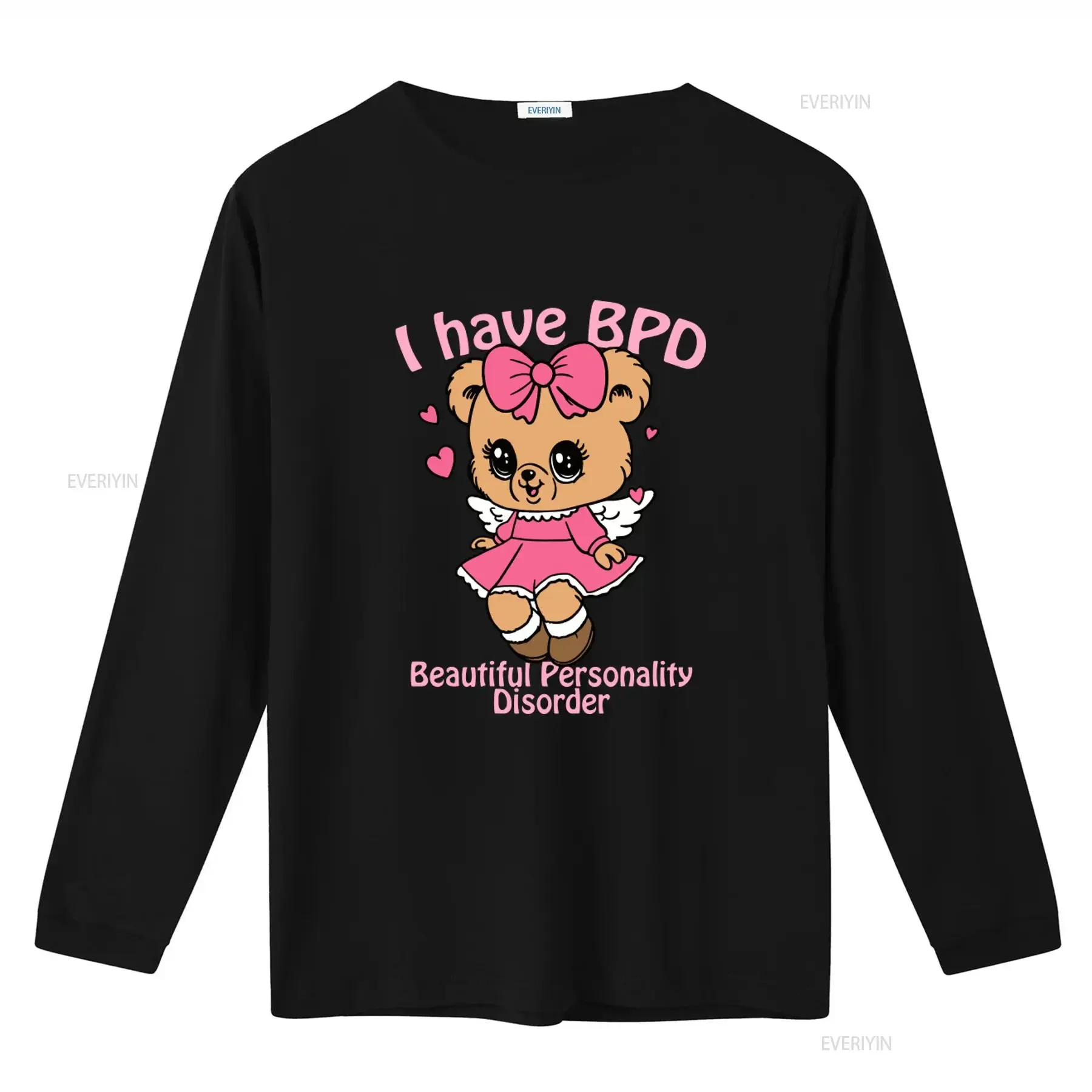 I Have BPD Beautiful Personality Disorder T Shirt with Angel Bear Design Available in Long or s vintage Washed Comfortable