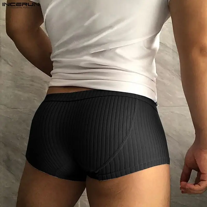 INCERUN Men's Shorts Solid Color Elastic Waist Knitted Men Bottoms Summer 2026 Sexy Homewear Joggers Casual Shorts For Man S-3XL
