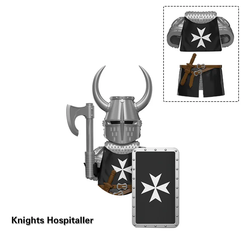 Medieval Ancient Crusaders Heavy Armored Templar Knights Combat Weaponry Equipment Model Building Blocks Childrens Assembly Toys