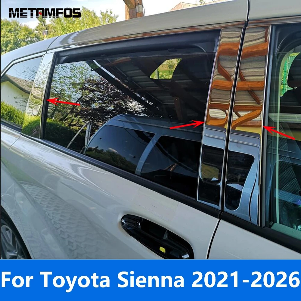 

Для Toyota Sienna 2021-2025 2026, оконный порог из нержавеющей стали, центральная стойка B C, накладка, внешние аксессуары, Стайлинг автомобиля