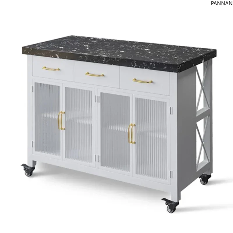 Nakashimadai Cooking Desk Movable Side Cabinet Storage Operating Desk Open Meal Preparation Bar Table