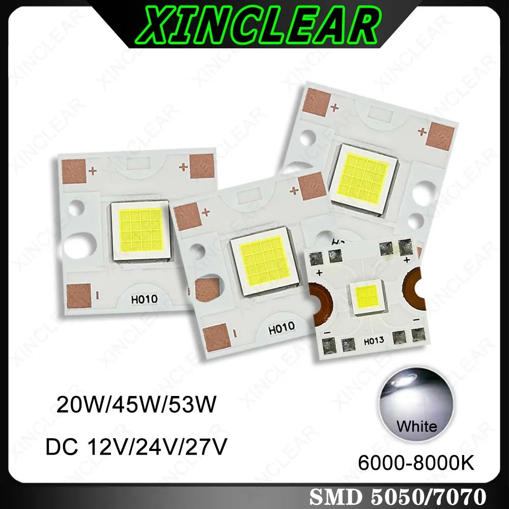SMD 5050 7070 LED Chips 20W 45W 53W White 6000-8000K DC12V 24V Dia 18/20mm Lamp Beads Board For DIY Spotlight Photography Light