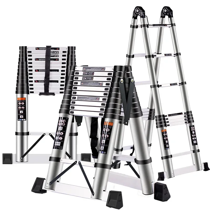 # Step Ladder Aluminum Telescopic Folding Ladder Extendable Articulated 16 Steps Portable Lightweight Home Use Safety Lock