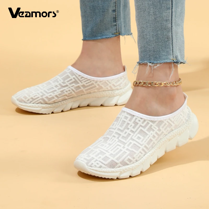 

VEAMORS Mesh Slippers Unisex Breathable Slip-On Casual Shoes Lightweight Comfortable Ladies Flats for Indoor Outdoor Walking