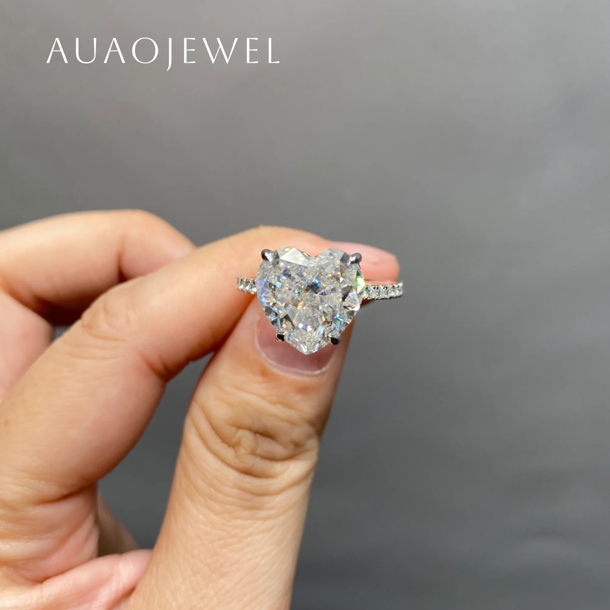 

AUAOJEWEL 6carat Moissanite Heart Rings Jewellery Women Silver 925 18k 9k 14k Real Gold With Certificate Designer Luxury Jewelry