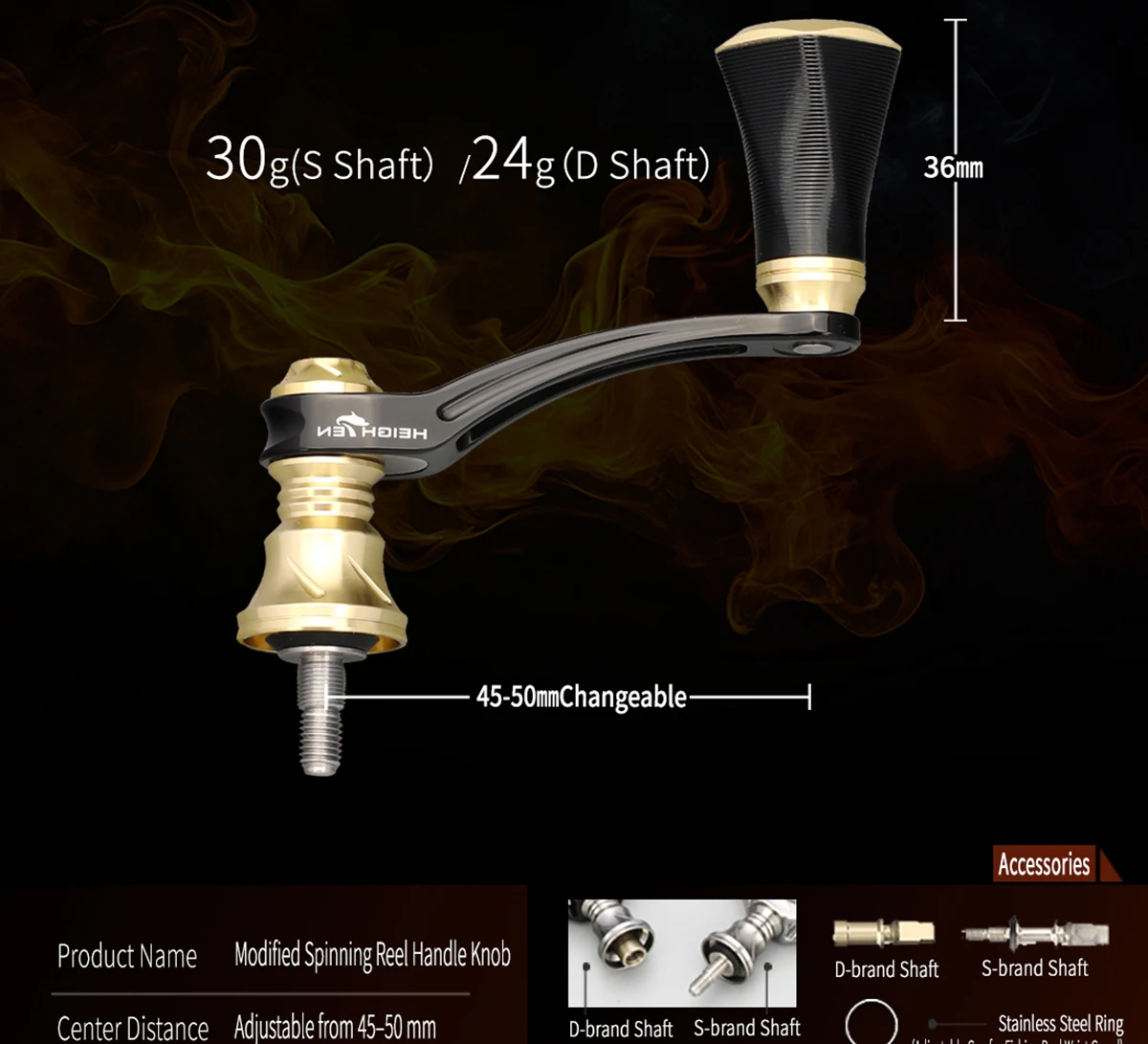 HEIGHTEN Spinnrolle mit Einzelgriff und Einstellbarem Spindelabstand von 40mm bis 50mm und 20mm Carbon-Knöpfen für Luya-Angeln – Detail 17