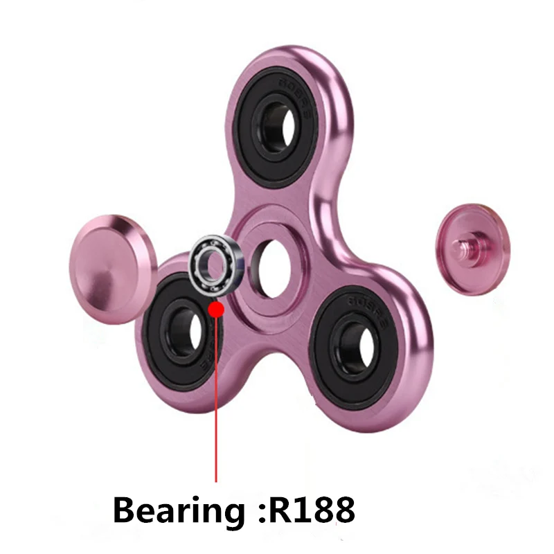 70mm Triangle Finger Aluminum Alloy Metal Spinner No Box R188 Bearing Turn for 3-4 Minutes Child Toys Decompression Toy Spinner